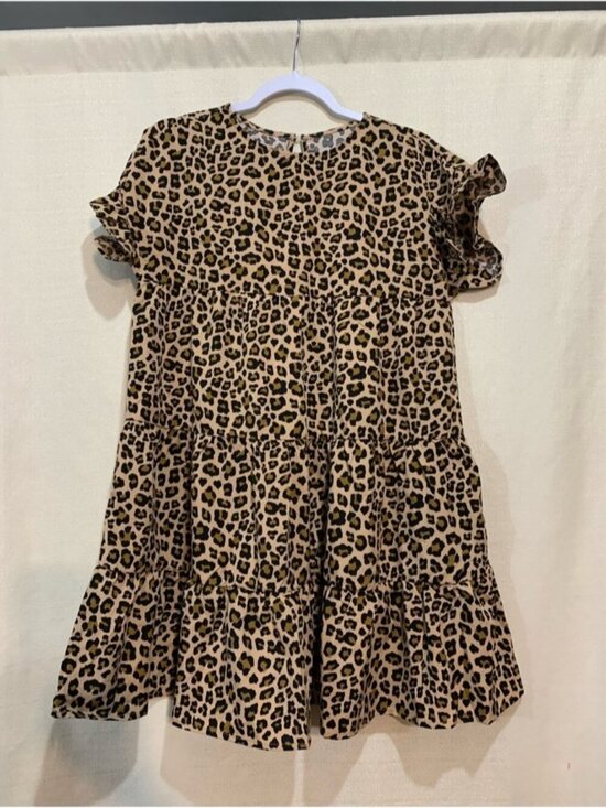 None Dresses & Skirts - Leopard Print Tiered Casual Dress - Brown a2/71
